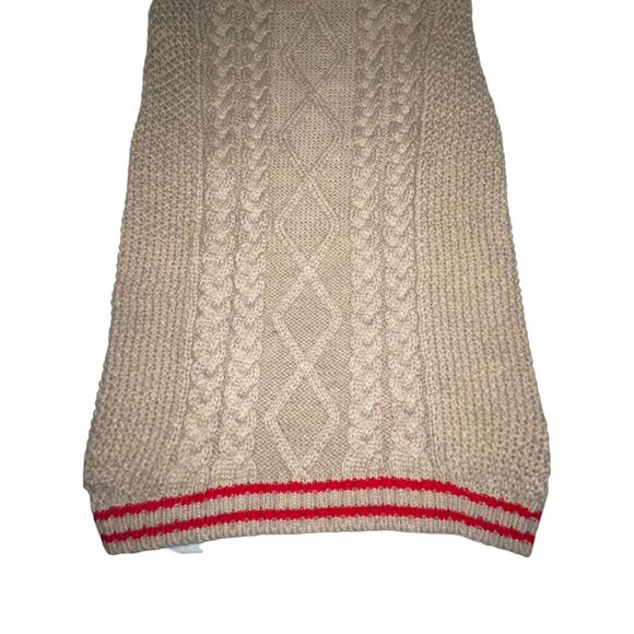 NWT Top Paw Thick Tan With Red Stripe Turtleneck Cable Sweater Winter Dog Large - Picture 3 of 6